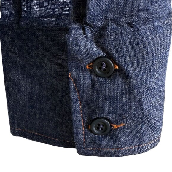 Vintage Sears Jeans Joint Mens Perma-Prest Blue Long Sleeve Button-Up Shirt XL - Picture 8 of 9